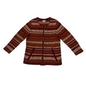 Vintage 90s Y2k Artsy Knit Granny Full Zip 3/4 Sleeve Sweater Jacket Size Medium